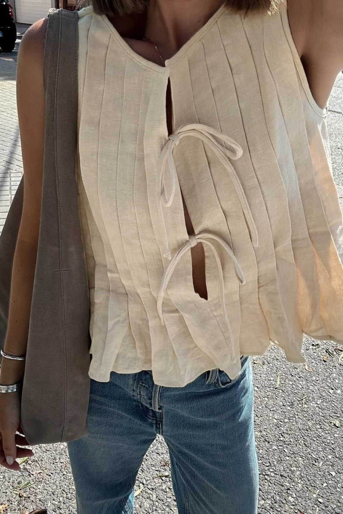 Honora Ruffle Hem Tie-Front Top