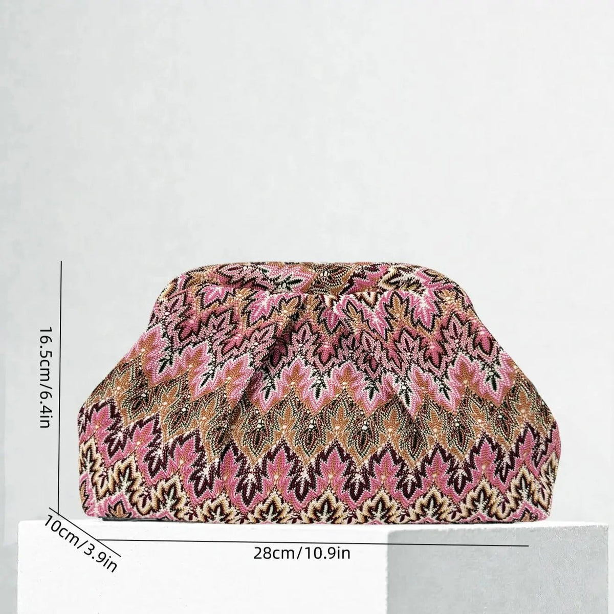Bianca Jacquard Pleated Clutch