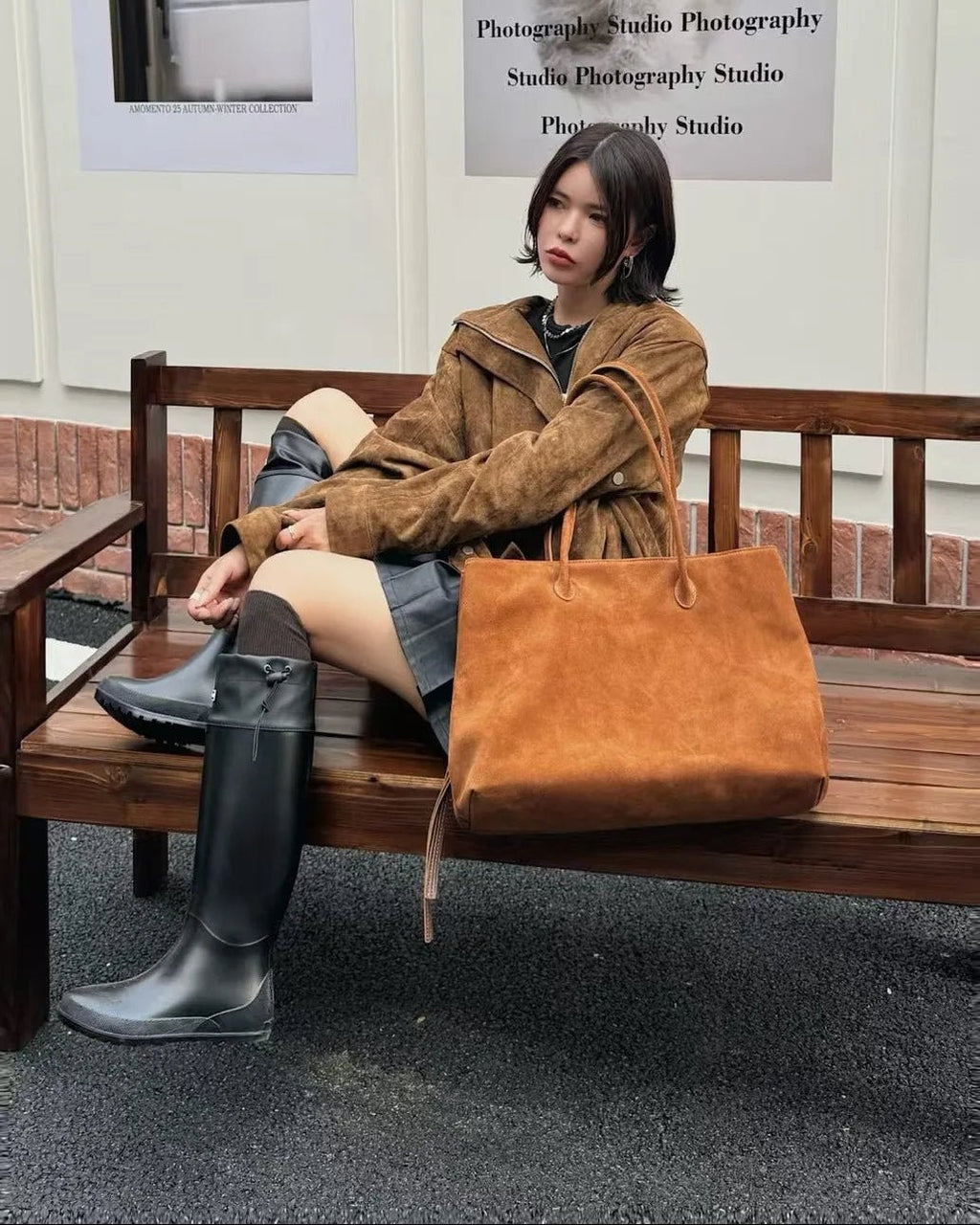 Carly Frosted Faux Suede Tote Bag