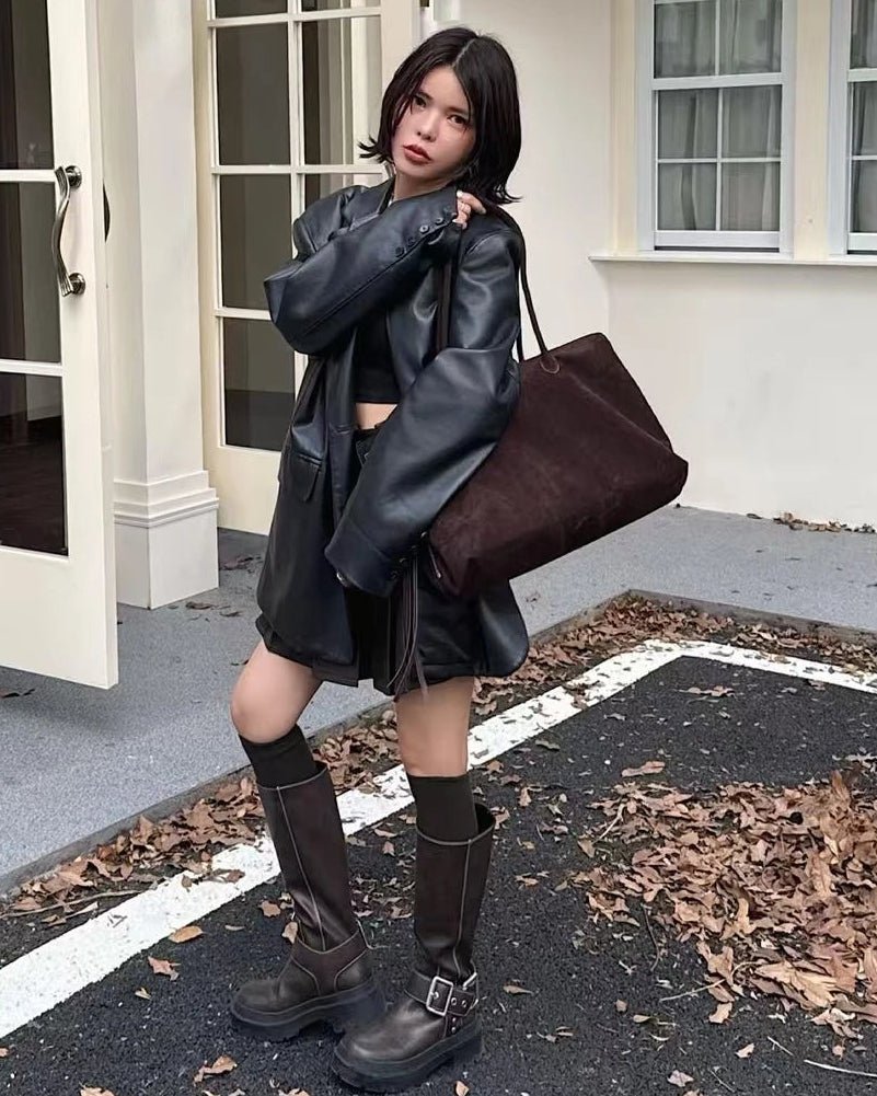 Carly Frosted Faux Suede Tote Bag