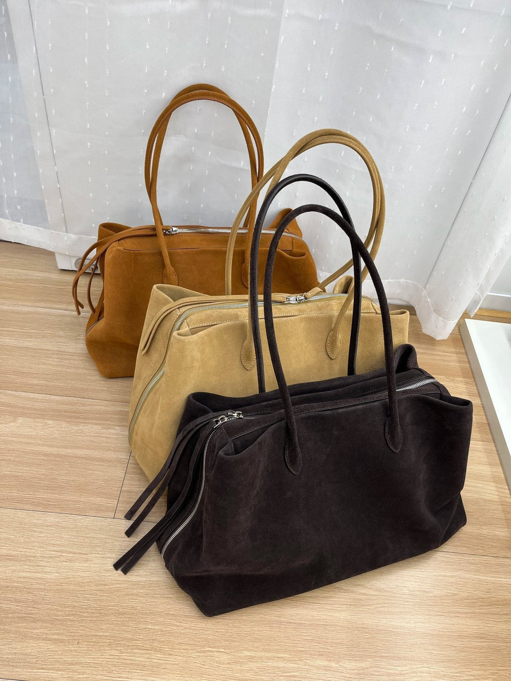 Carly Frosted Faux Suede Tote Bag