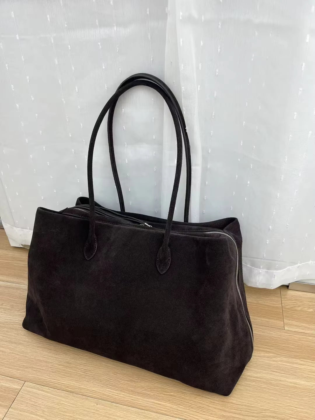 Carly Frosted Faux Suede Tote Bag