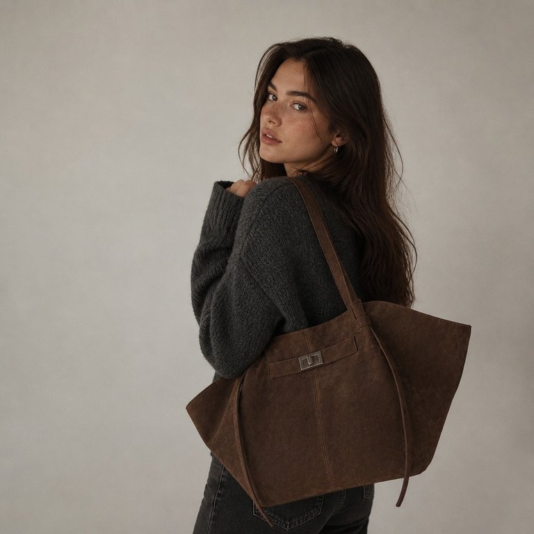 Dina Faux Suede Tote Bag