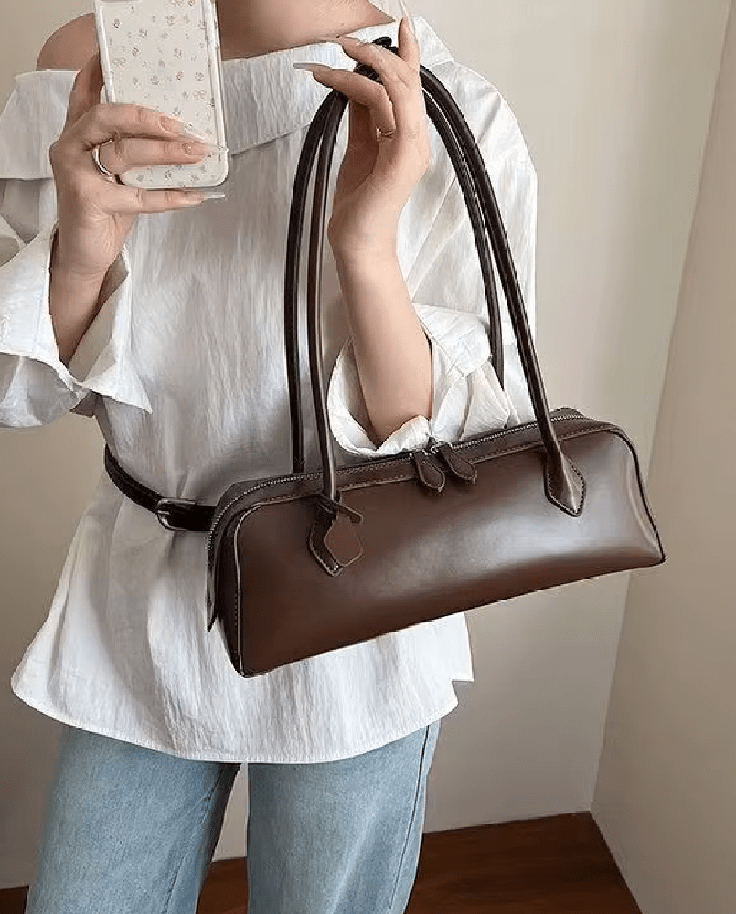 Ella Vintage Vegan Leather Baguette Bag