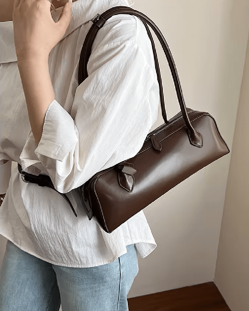 Ella Vintage Vegan Leather Baguette Bag