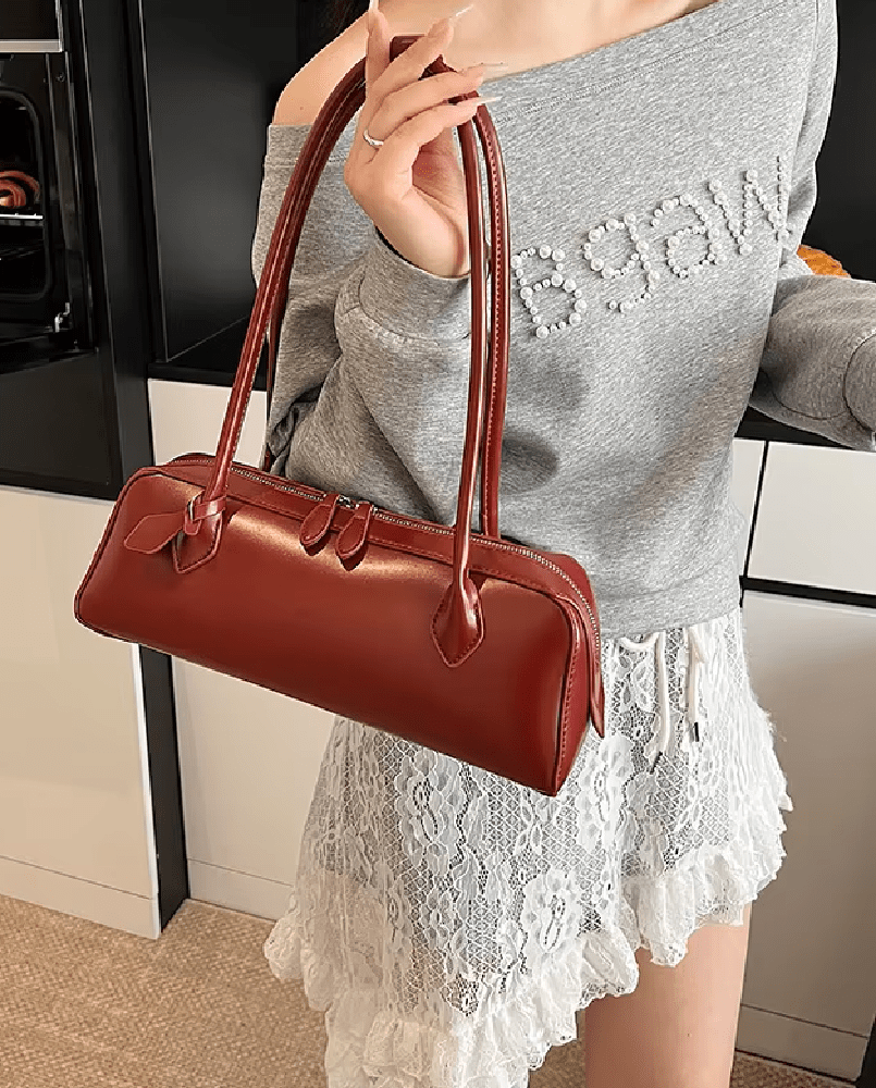 Ella Vintage Vegan Leather Baguette Bag