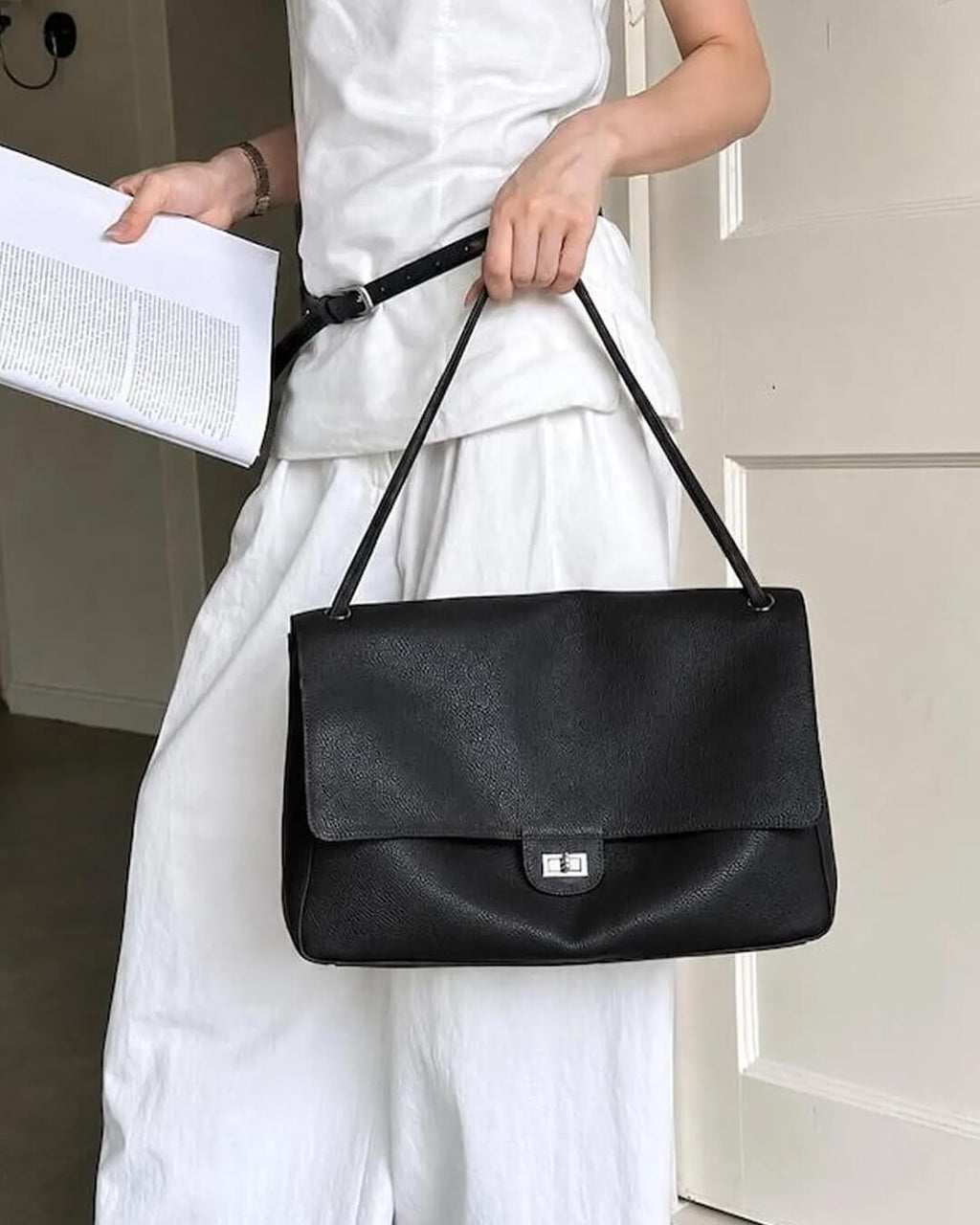 Carla Maxi Flap Vegan Leather Shoulder Bag