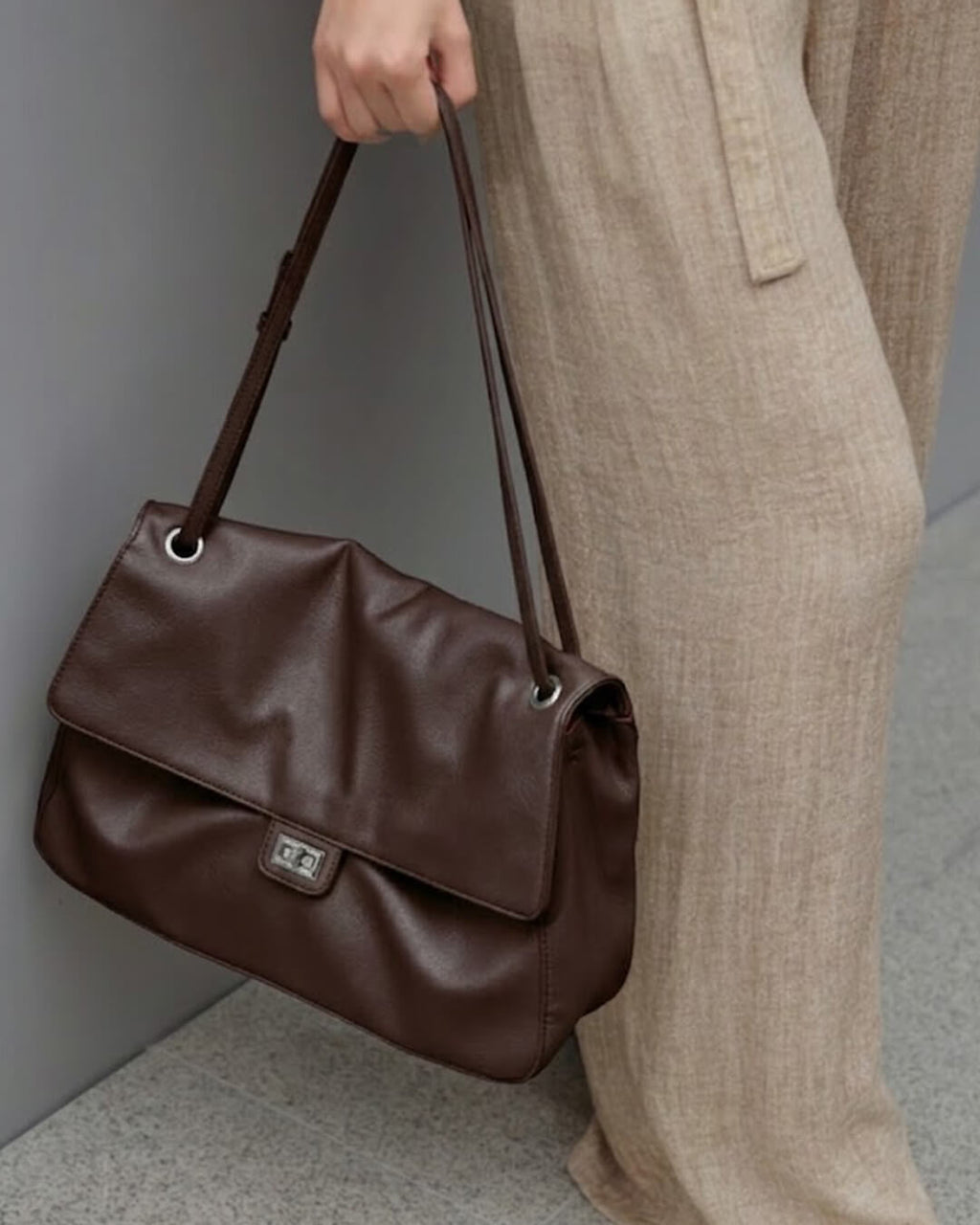 Carla Maxi Flap Vegan Leather Shoulder Bag