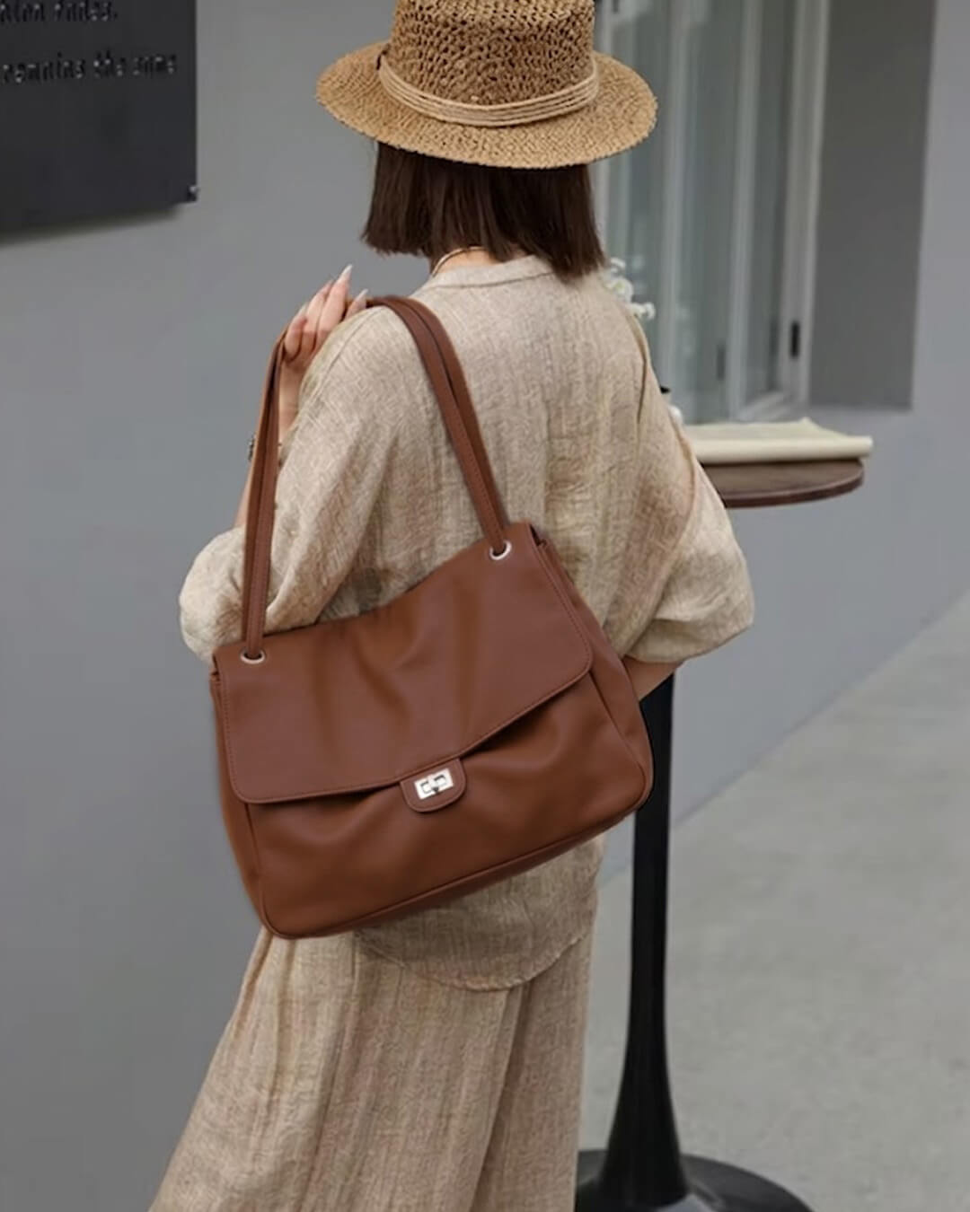 Carla Maxi Flap Vegan Leather Shoulder Bag