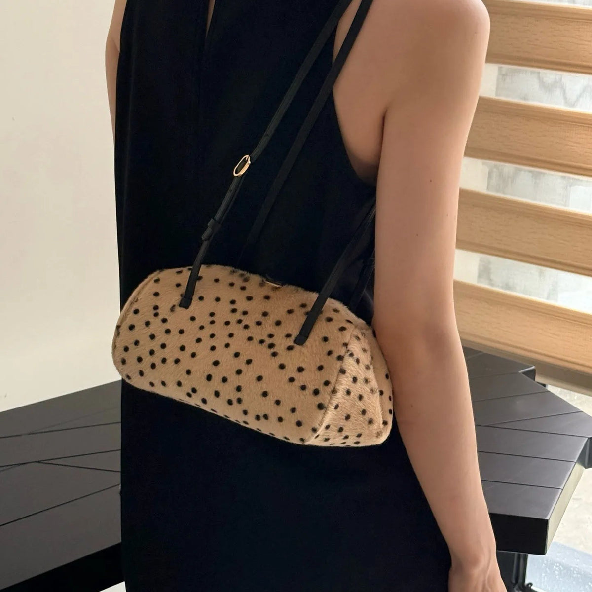 Nina Cheetah Faux Fur Shoulder Bag