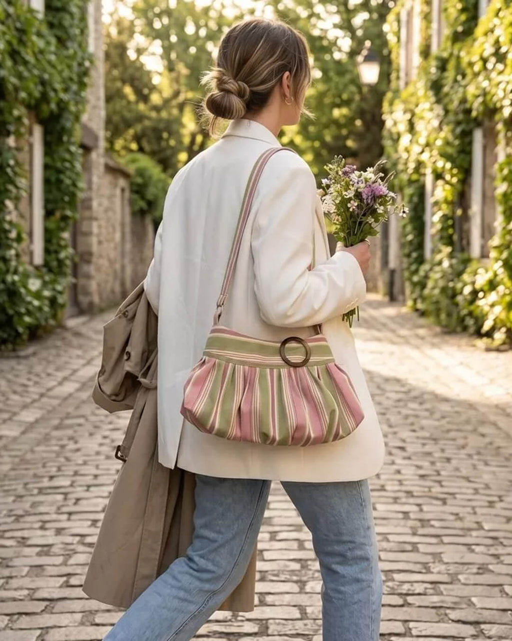 Sophia Striped Shoulder Bag