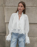 Annie Embroidery Lace Trim Blouse