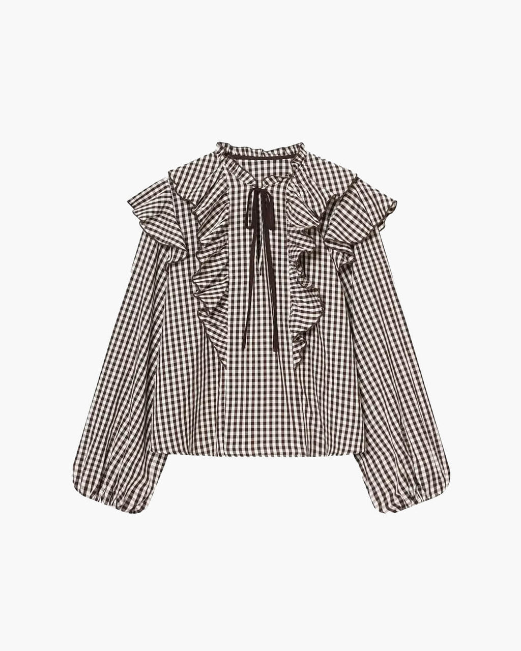 Anna Gingham Ruffle Blouse