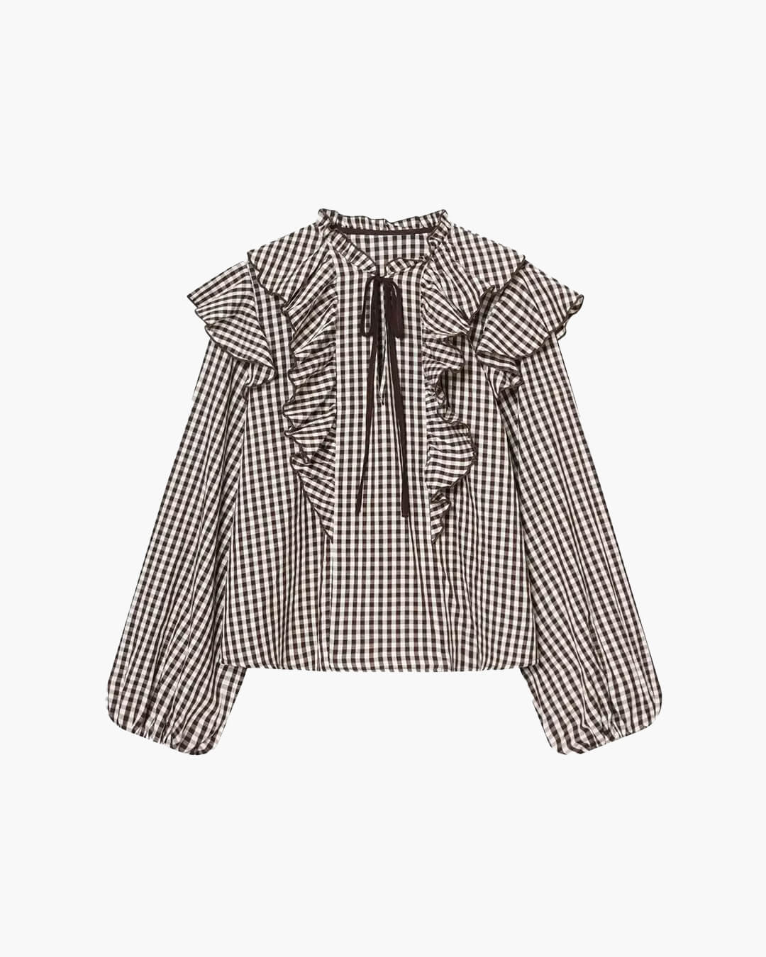 Anna Gingham Ruffle Blouse