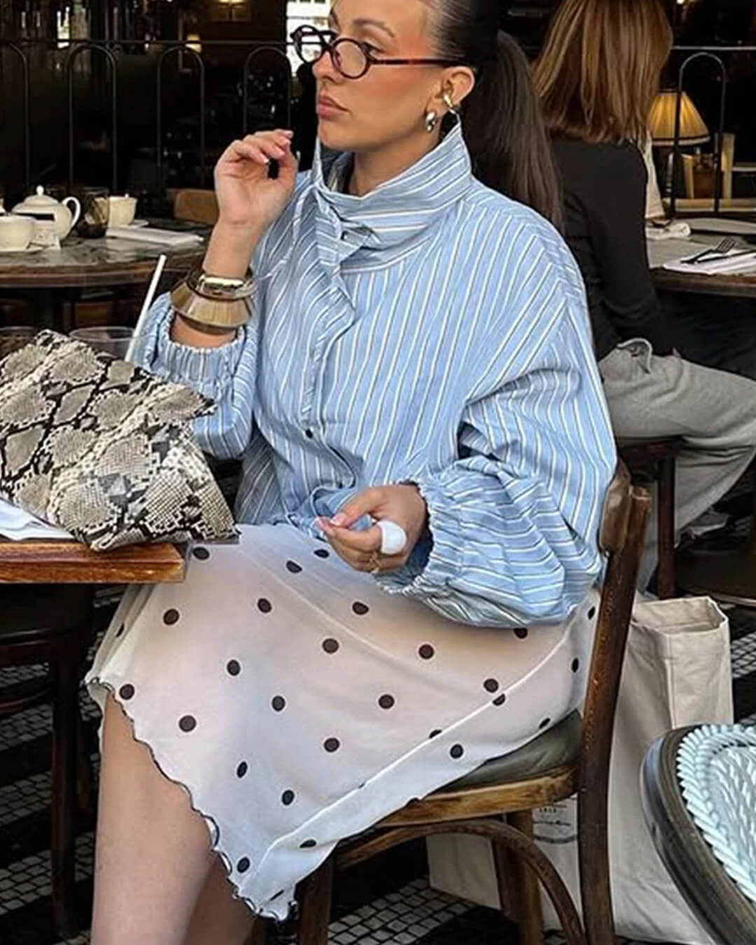 Carla Stripe High Neck Shirt