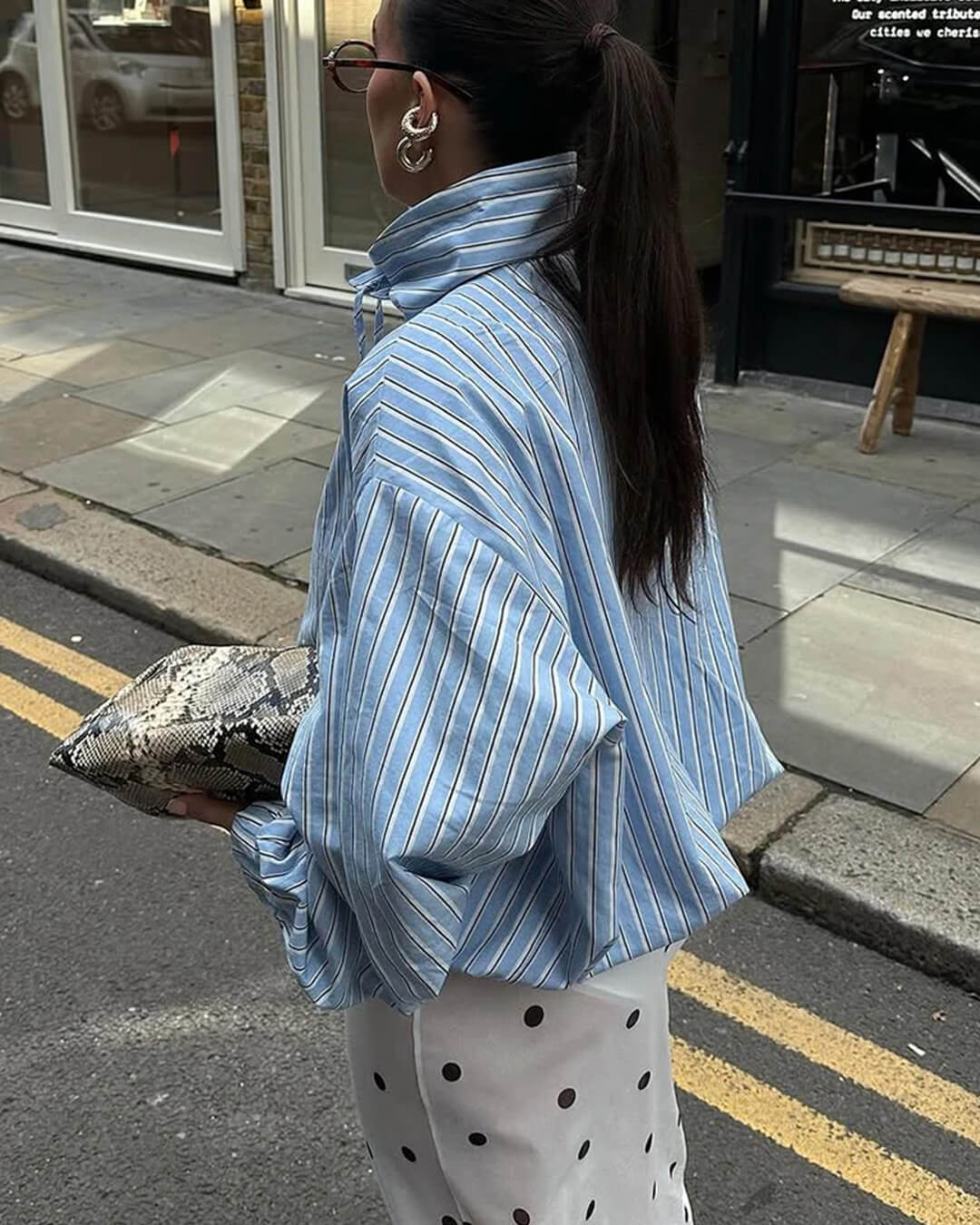 Carla Stripe High Neck Shirt