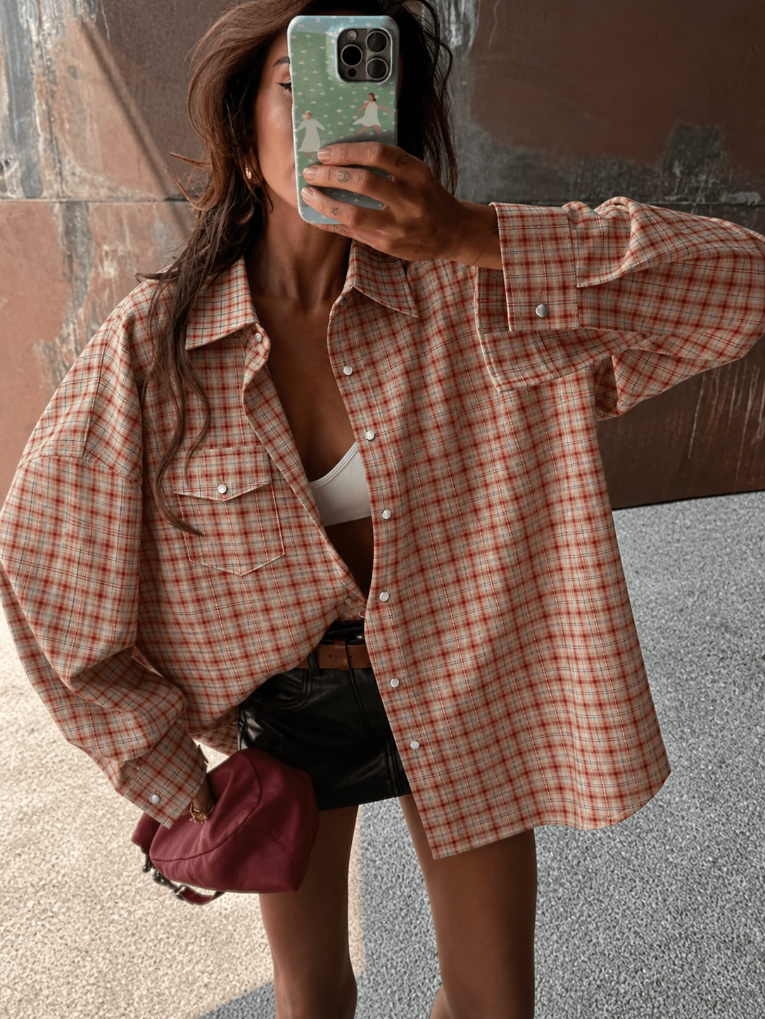 Carmen Oversized Plaid Shirt Blouse
