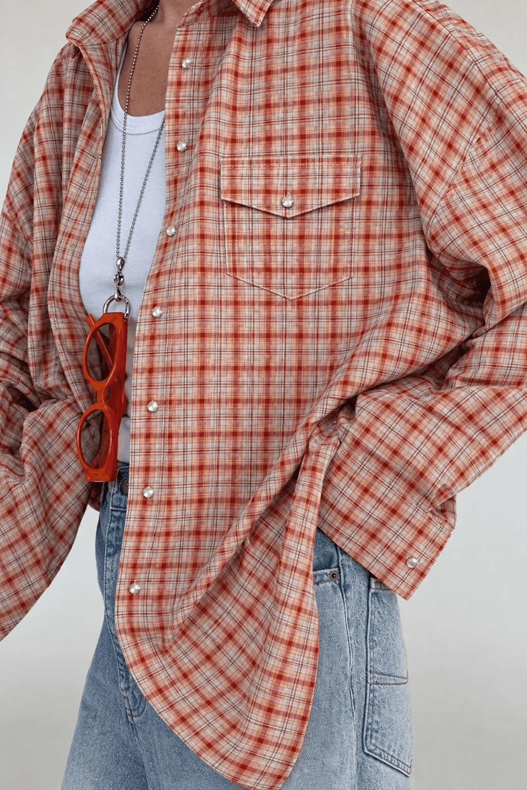 Carmen Oversized Plaid Shirt Blouse