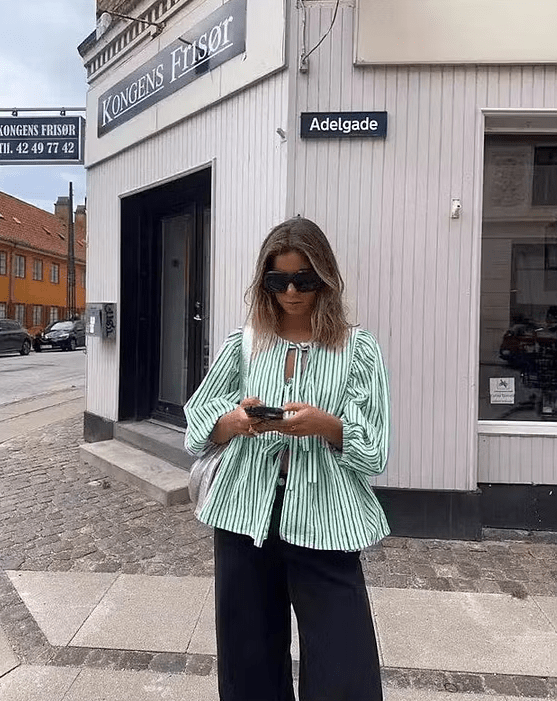 Emma Striped Puff Sleeve Blouse