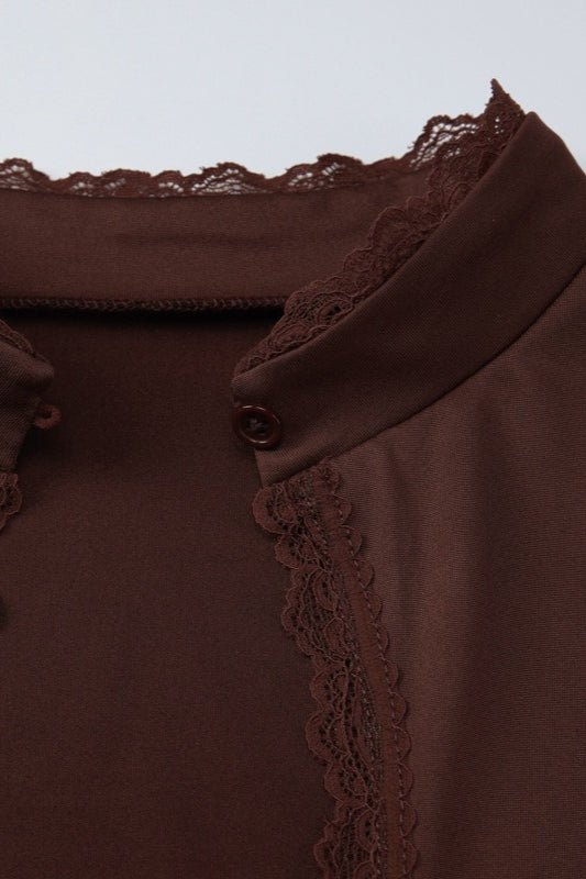 Gloria High Neck Keyhole Blouse