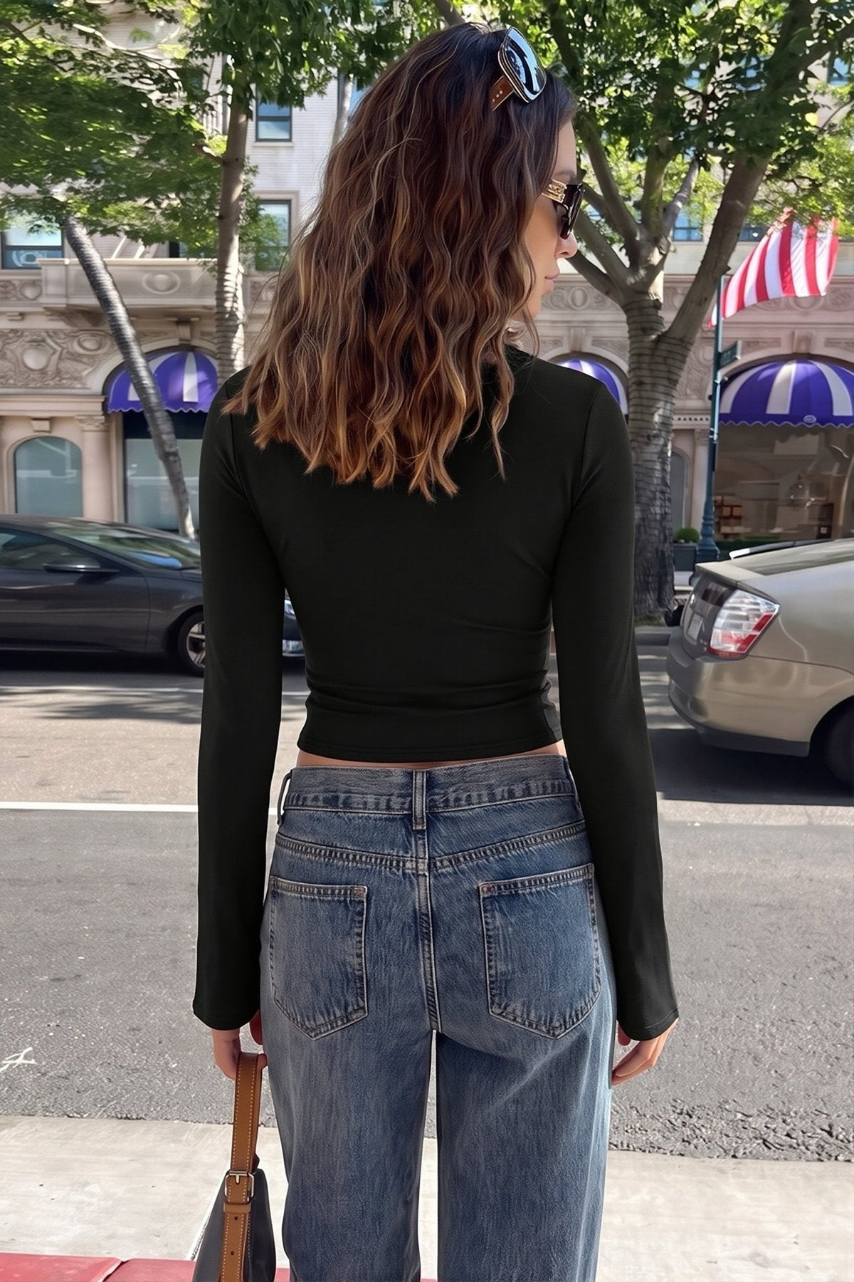Gloria High Neck Keyhole Blouse