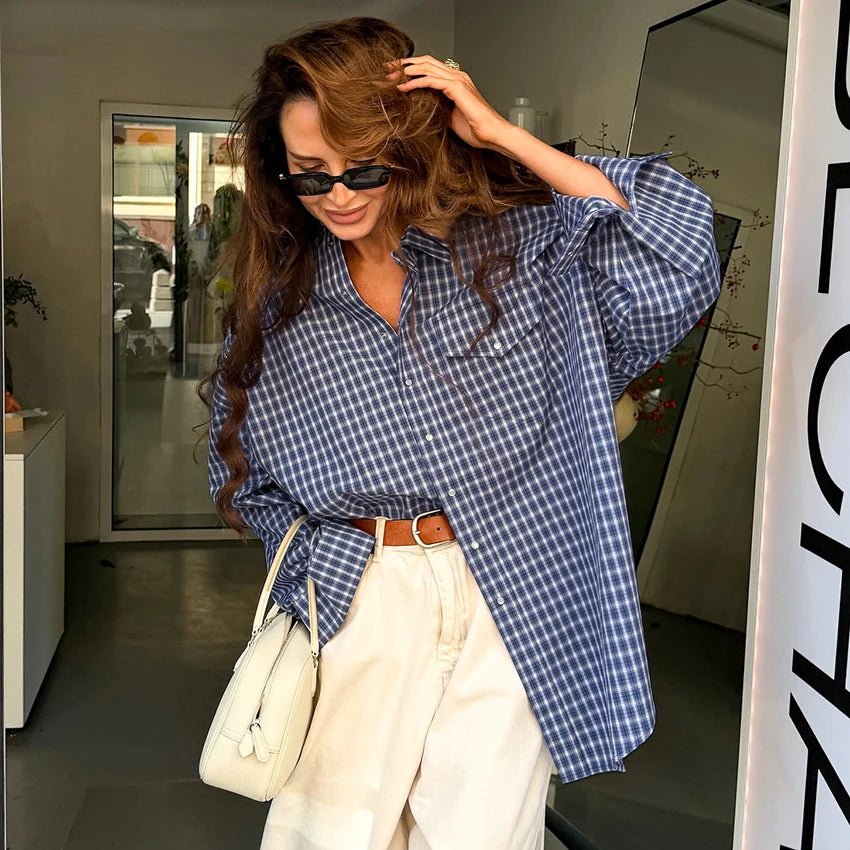 Julia Vintage Plaid Long Sleeve Top