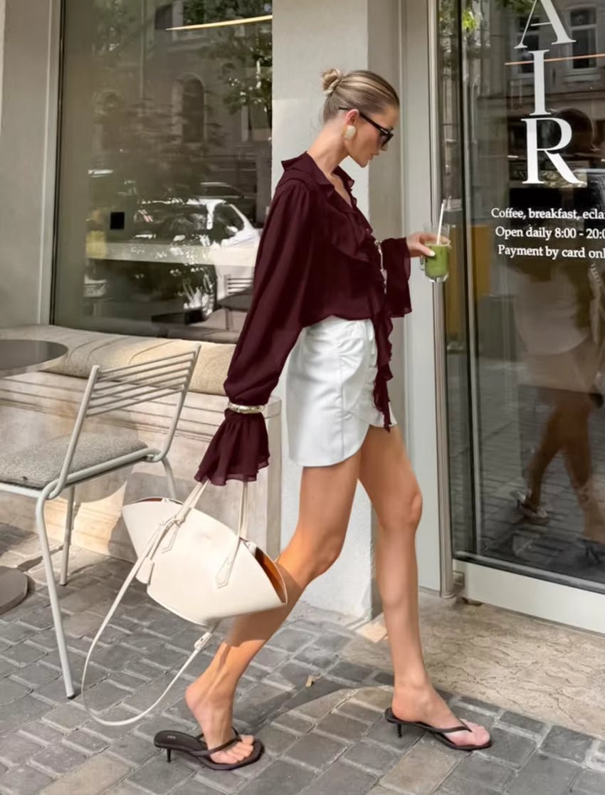 Linda Tie Neck Ruffled Blouse
