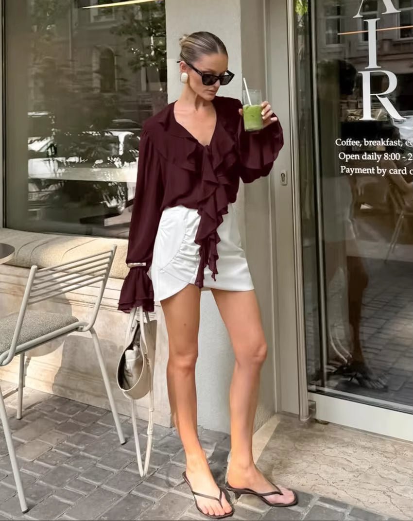 Linda Tie Neck Ruffled Blouse