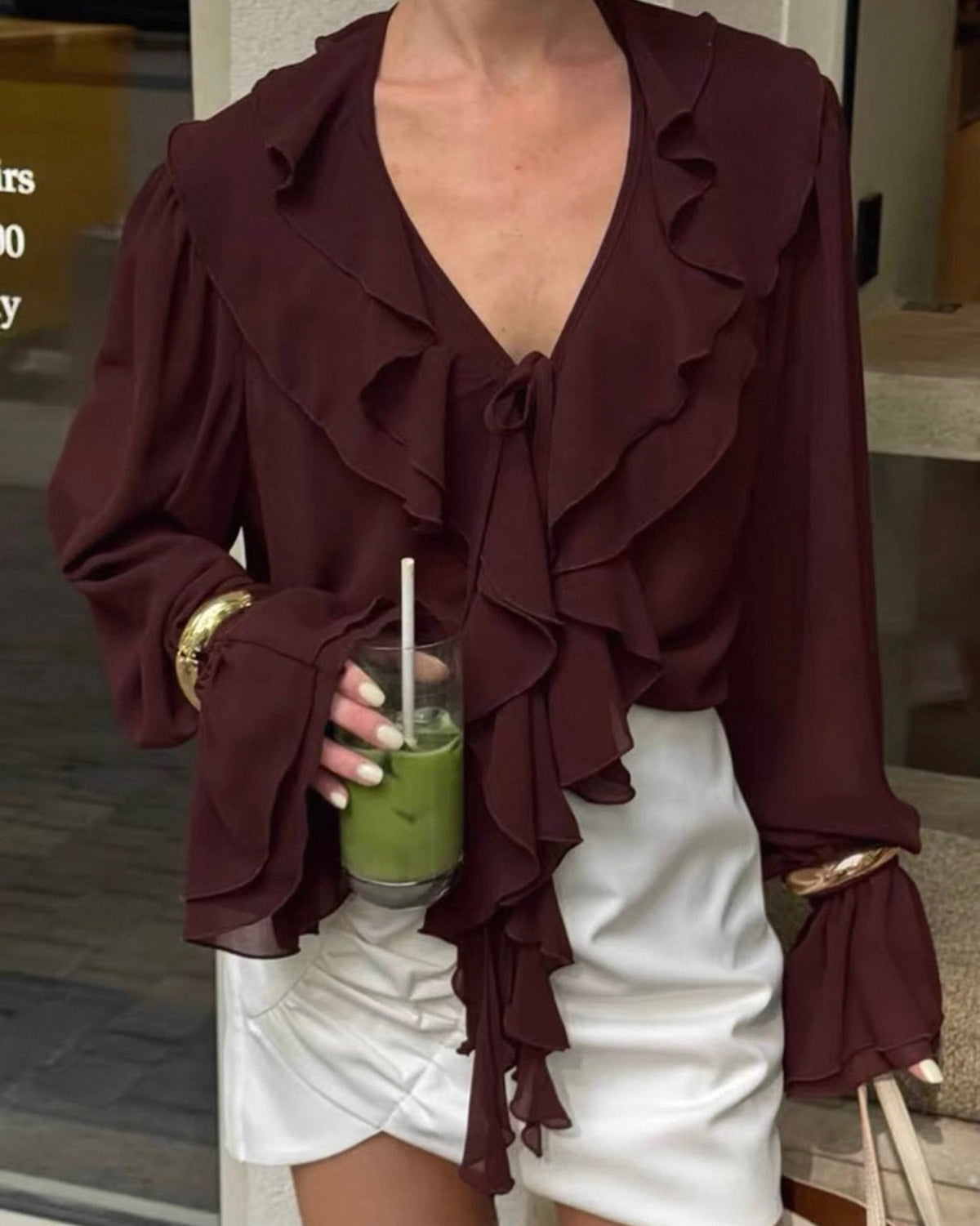 Linda Tie Neck Ruffled Blouse