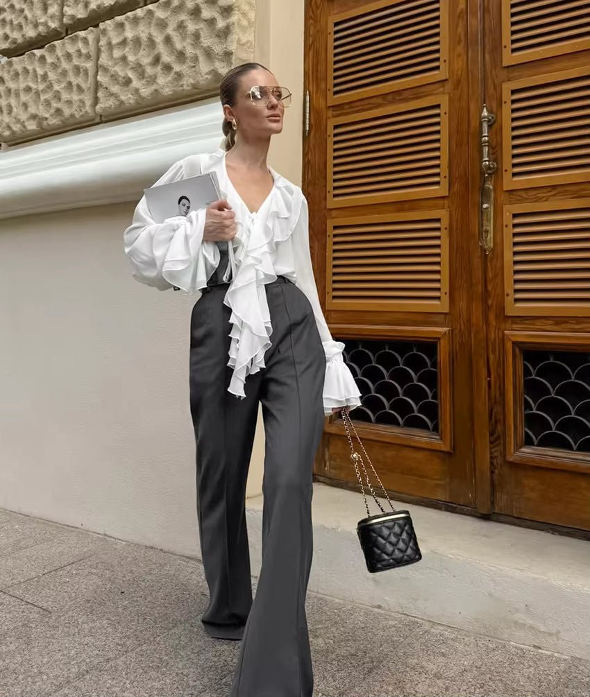 Linda Tie Neck Ruffled Blouse