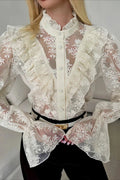 Miriam Ruffle Lace Sheer Blouse