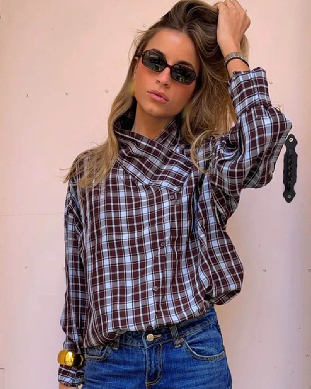 Rebecca Poplin Plaid Wrapped Shirt
