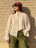 Amelie Vintage Chiffon Stand Collar Blouse