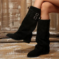 Isabel Retro Buckle Knee High Boots