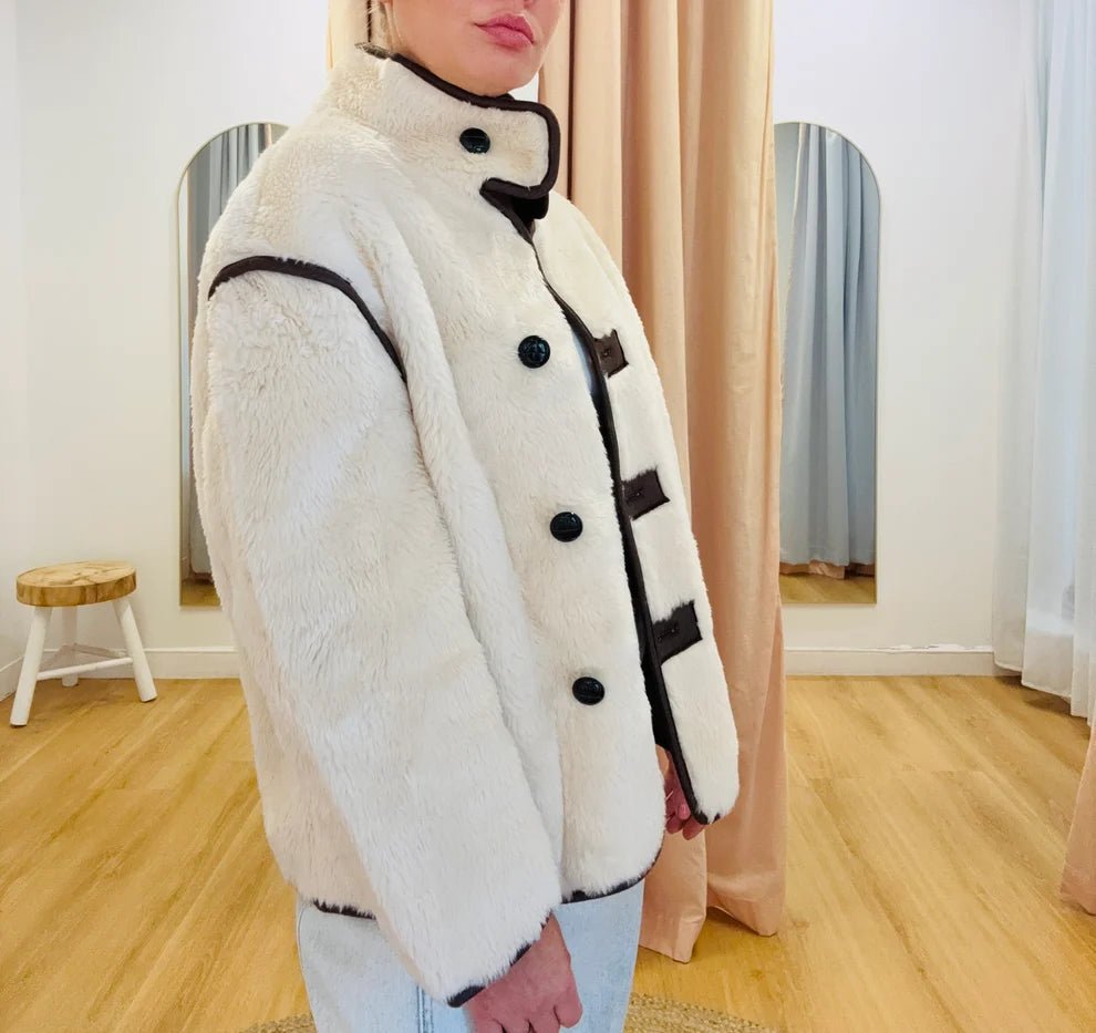 Adela Funnel Neck Sherpa Jacket