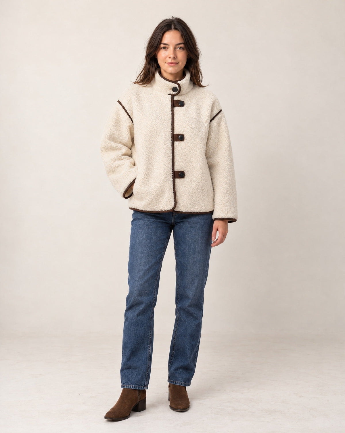 Adela Funnel Neck Sherpa Jacket