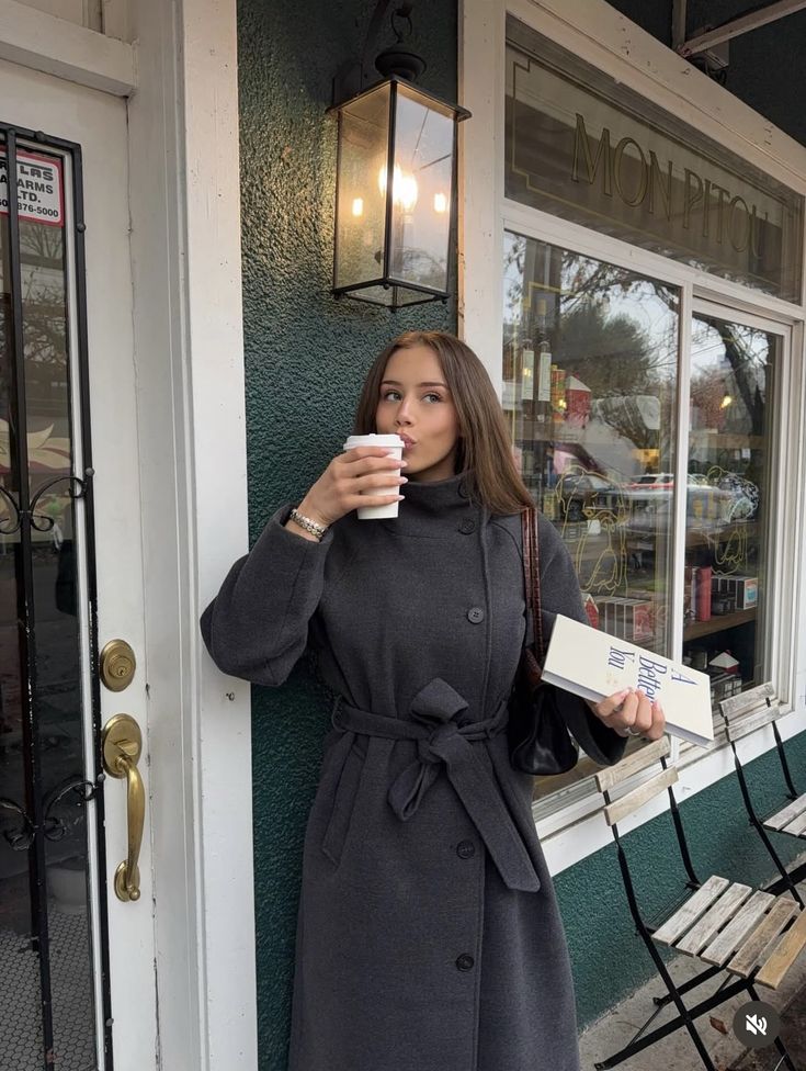 Claudine Long Belted High Collar Coat