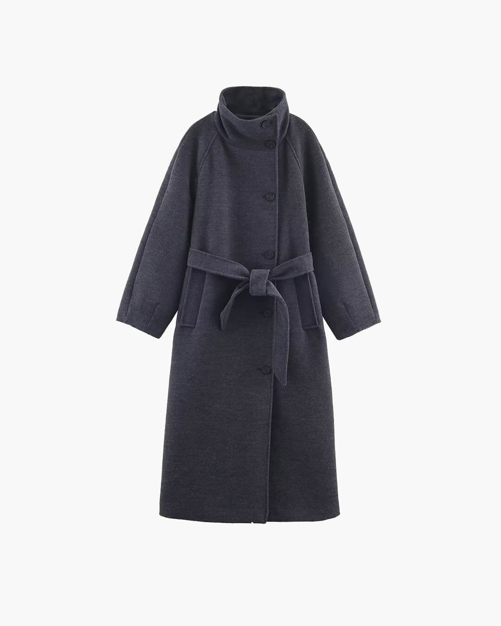 Claudine Long Belted High Collar Coat