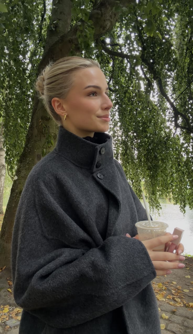 Claudine Long Belted High Collar Coat