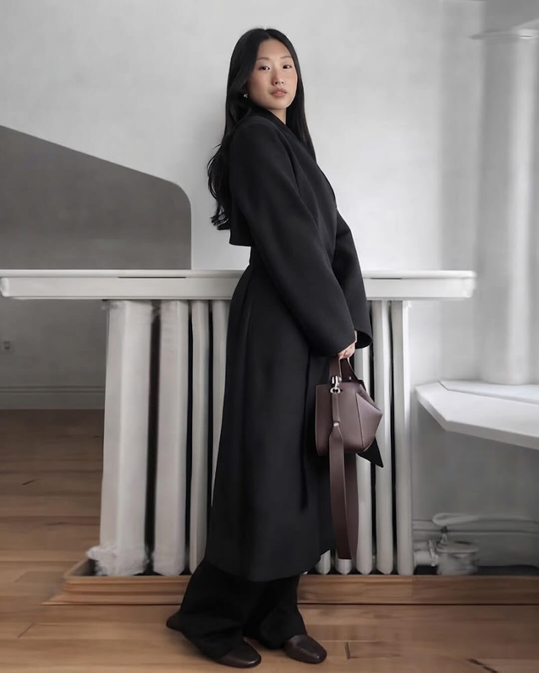 Claudine Long Belted High Collar Coat