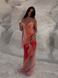 Emma Open-Back Ombre Satin Maxi Dress