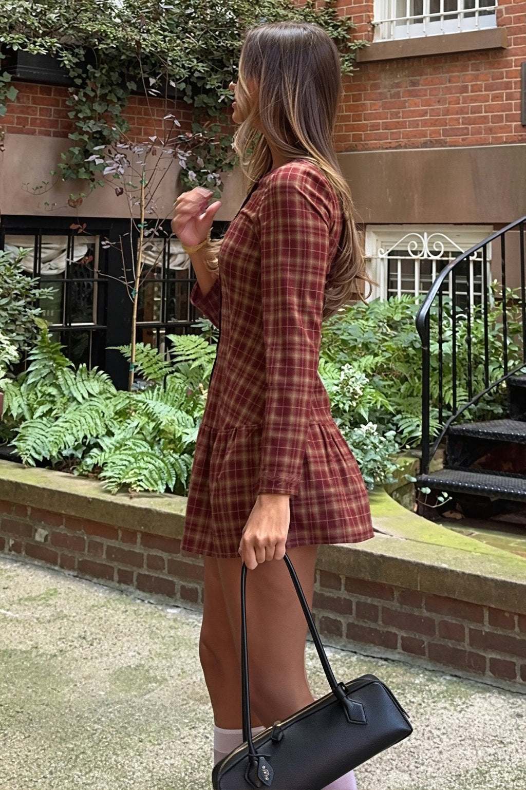 Amelia Long Sleeve Plaid Mini Dress