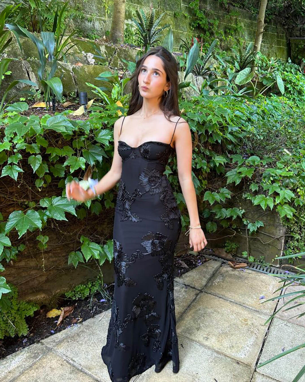 Beatrice Applique Tie-Back Prom Dress