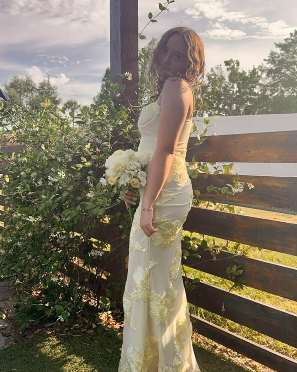 Beatrice Applique Tie-Back Prom Dress