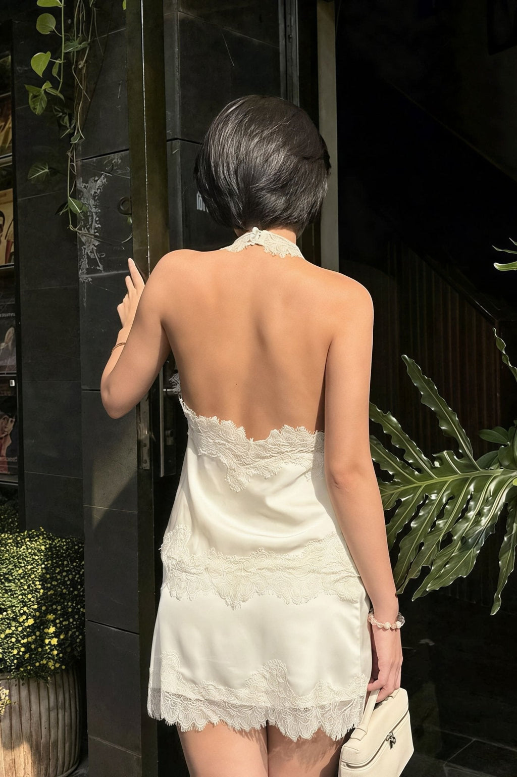 Lena Lace Halter Mini Dress