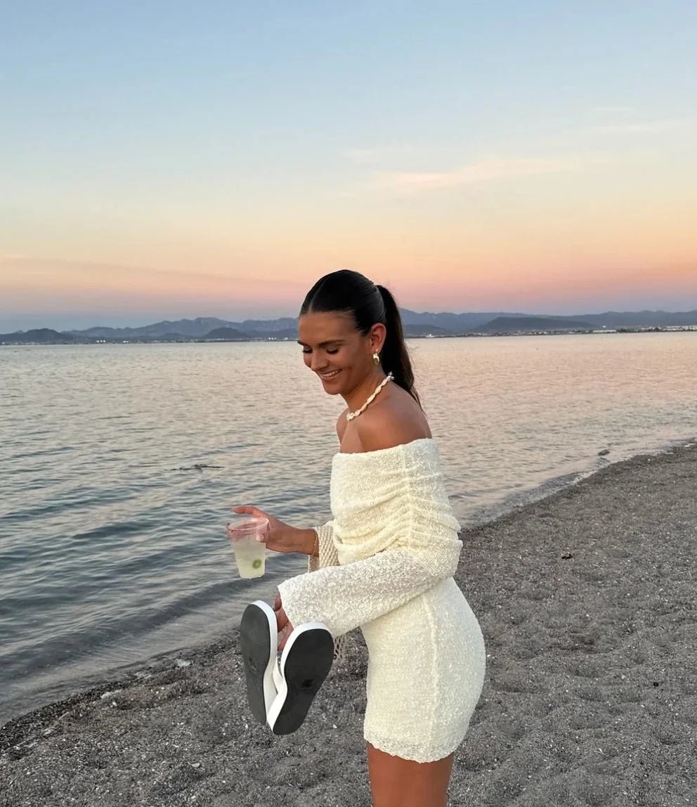 Bianca Off-Shoulder Bodycon Knit Mini Dress