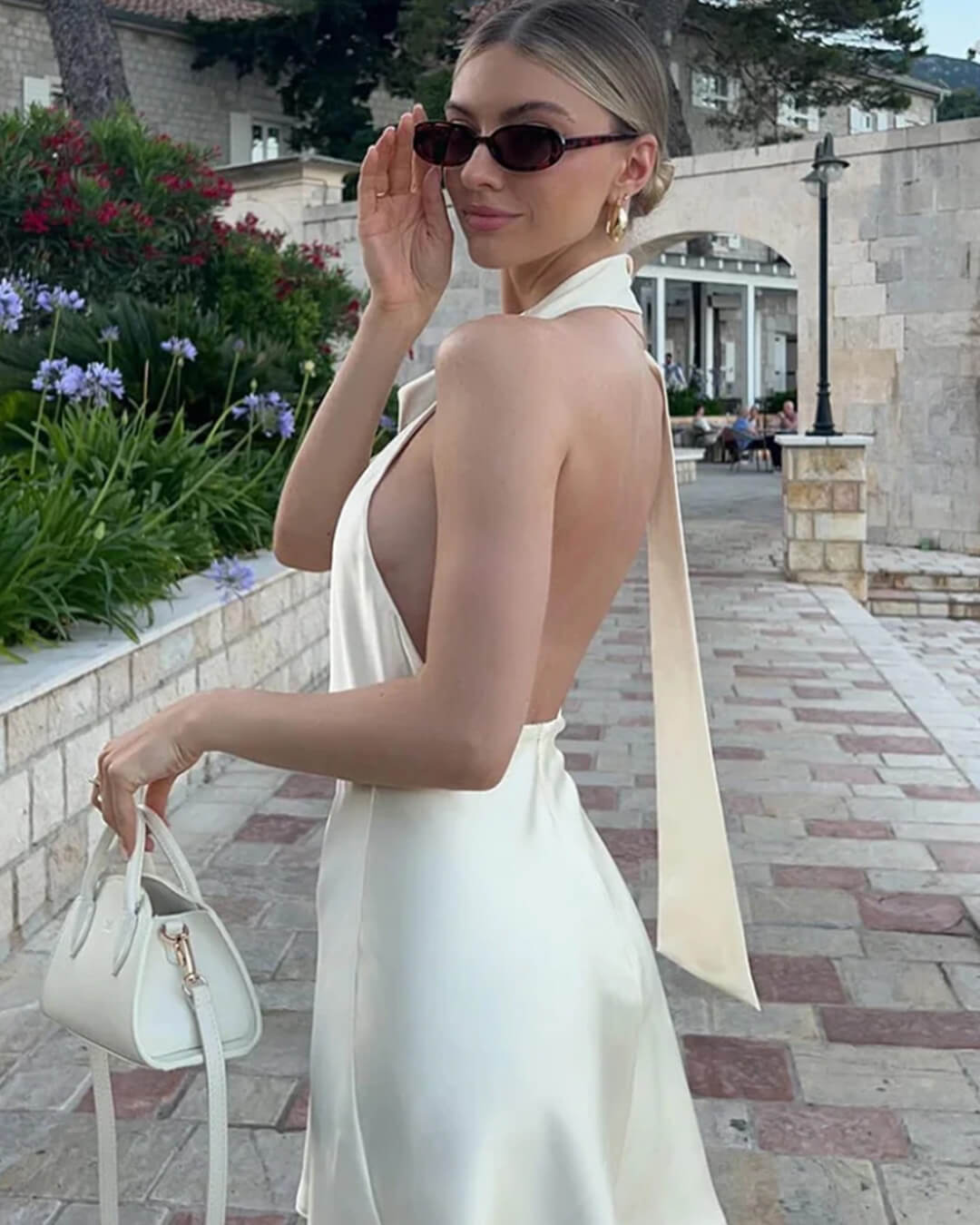 Bianca Satin Backless Mini Dress