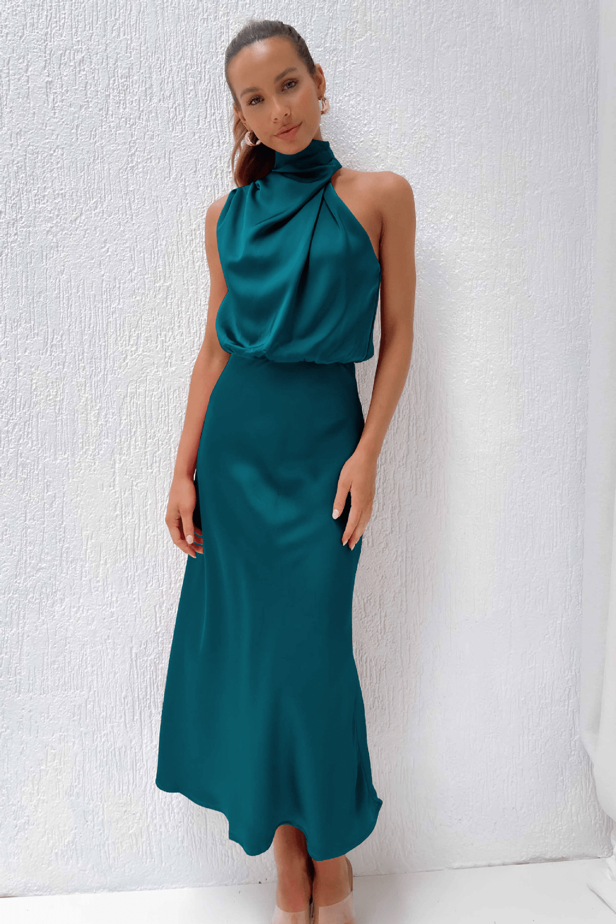 Adila Satin Cowl Neck Maxi Dress