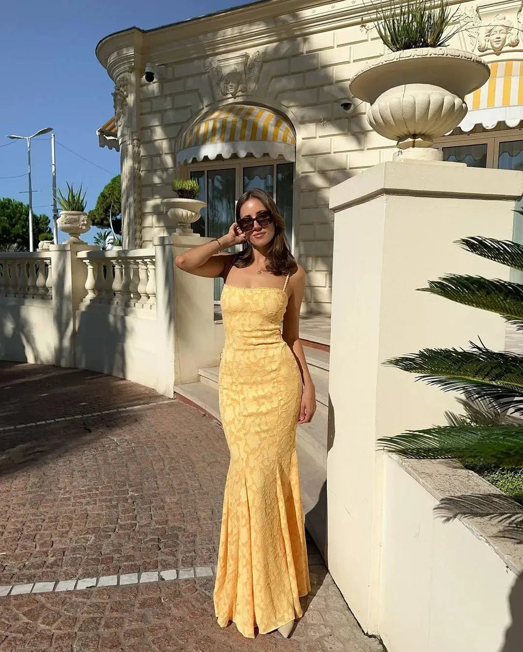 Bianca Lace-Up Back Fishtail Maxi Dress