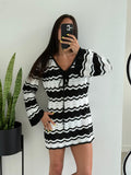 Miriam Crochet Contrast Mini Dress